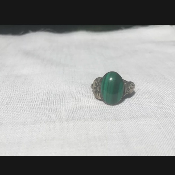 Sterling silver and malachite ring - Picture 6 of 10